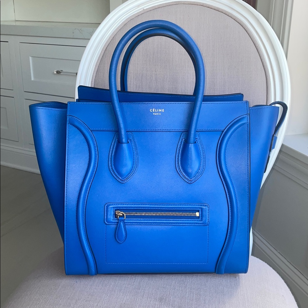 Celine Palmelato Mini Luggage Electric Blue - Picture 3 of 14